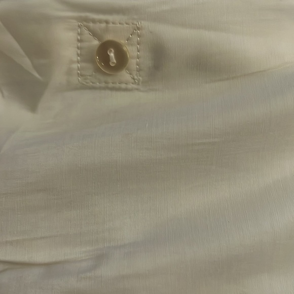 Chico’s Ivory polyester / rayon blend tunic style buttoned down top blouse Sz M - Picture 7 of 8